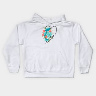 Floral Heart Love Letters for Flower Lovers Kids Hoodie